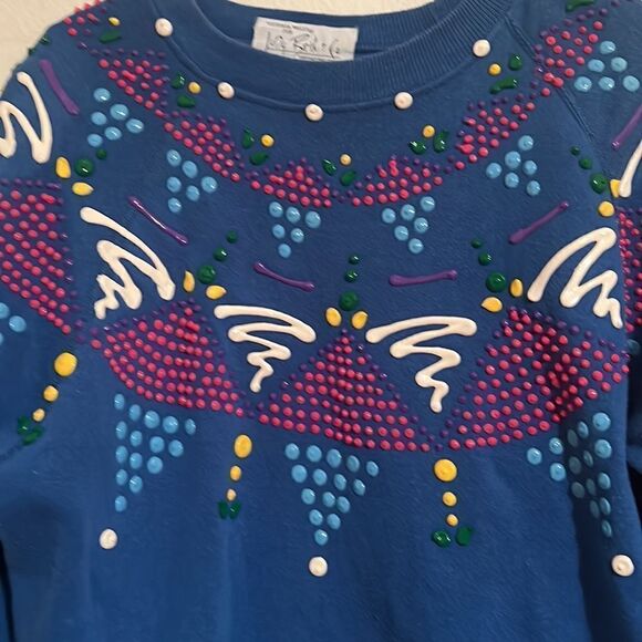 Victoria Wells Original Hand Painted Blue Hanukkah Sweatshirt Size L - Picture 2 of 5
